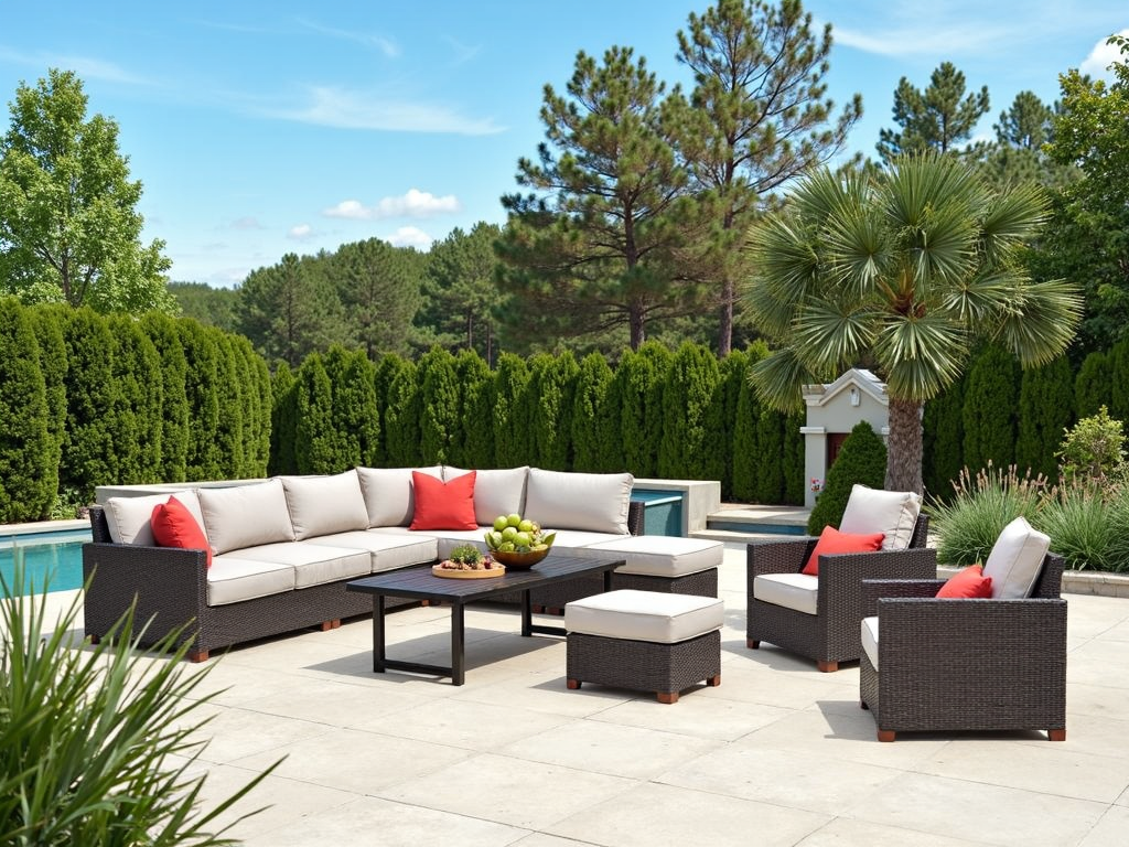 A stylish outdoor patio with durable furniture