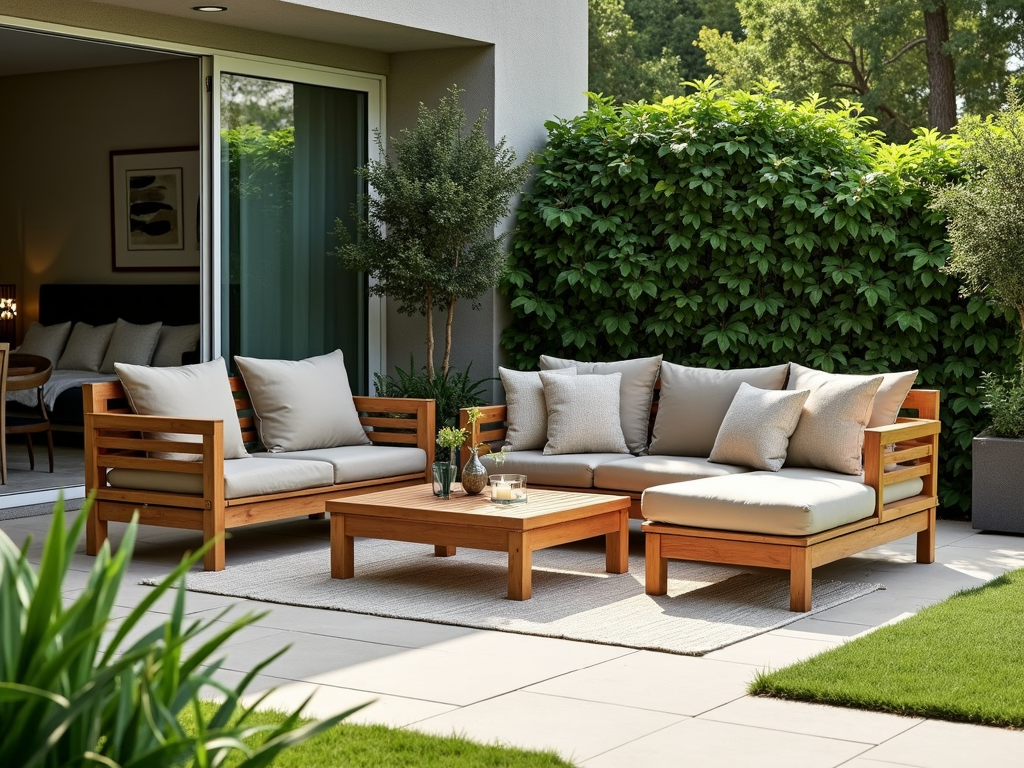 Sustainable patio furniture in a green outdoor setting