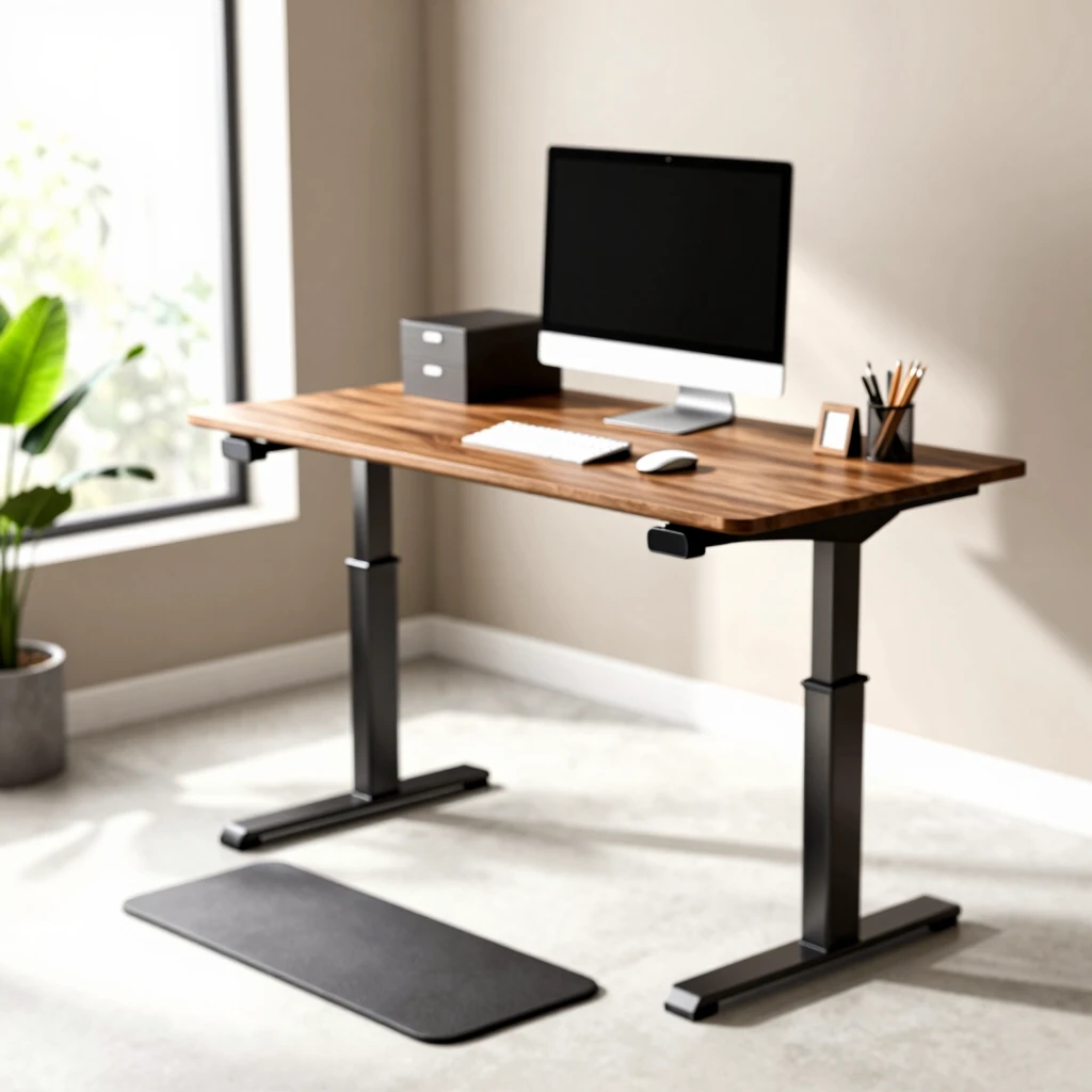 Modern standing desk in a home office