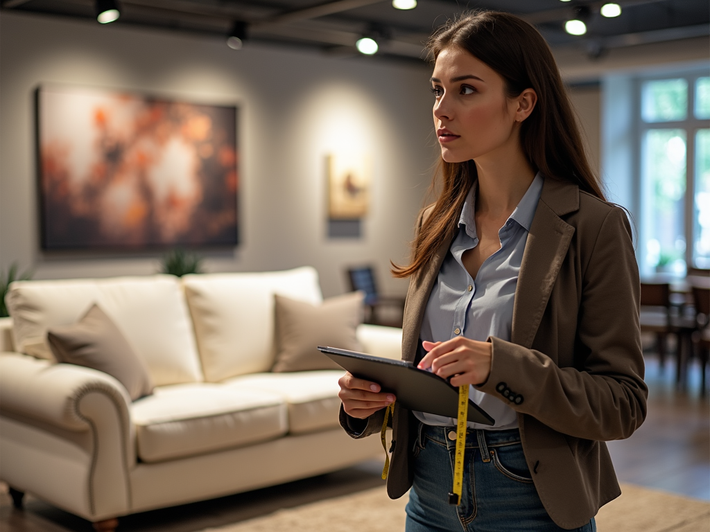 Shopper planning a furniture purchase
