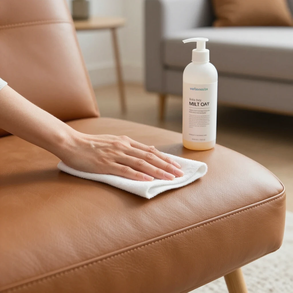 Applying conditioner to a leather armchair