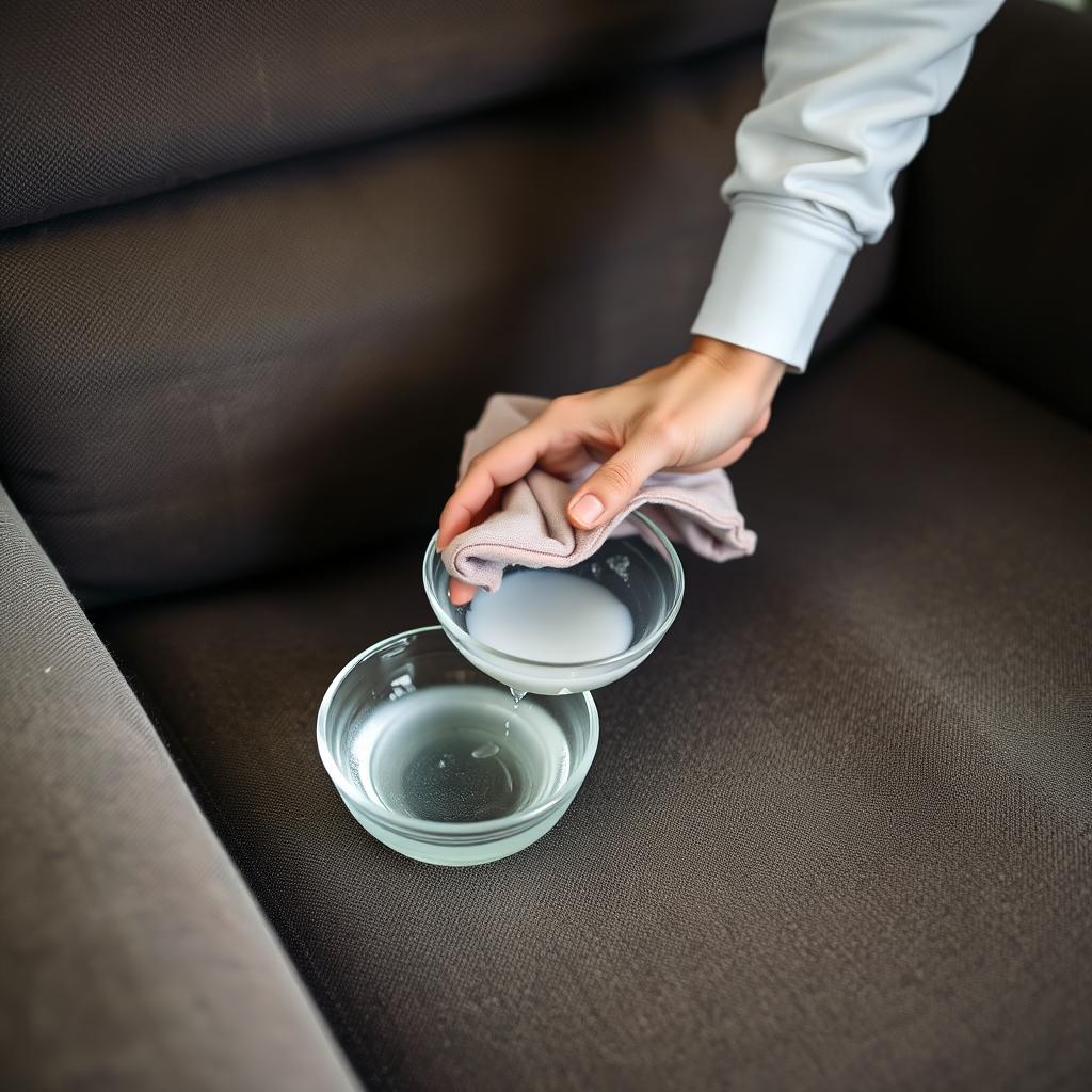 Cleaning a fabric recliner with a soft cloth and soapy water.