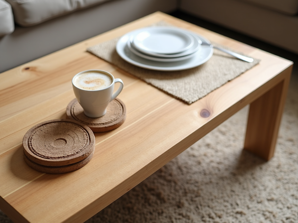 Using coasters and placemats on a coffee table