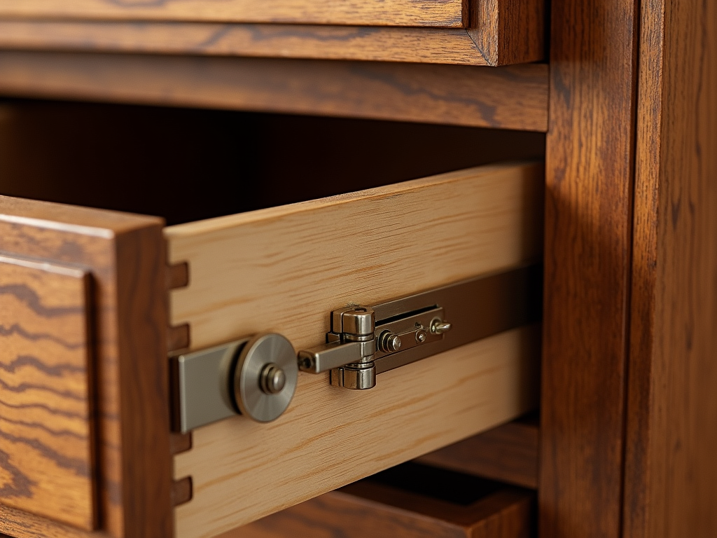 The hidden compartment mechanism in a multifunctional armoire.