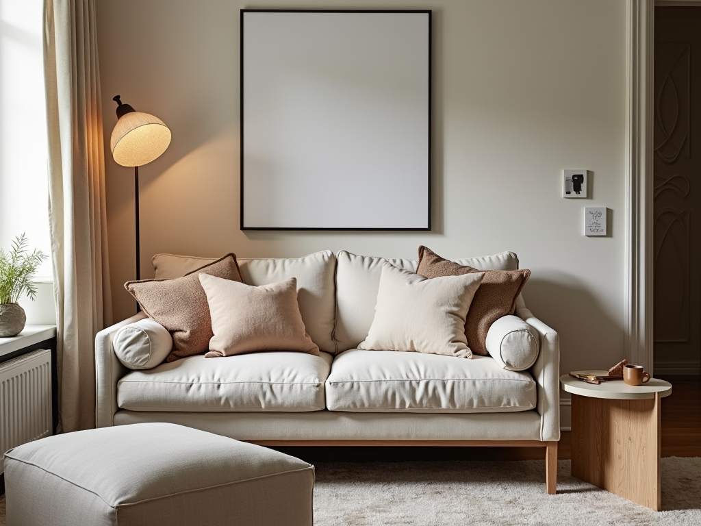 A love seat in a small living room