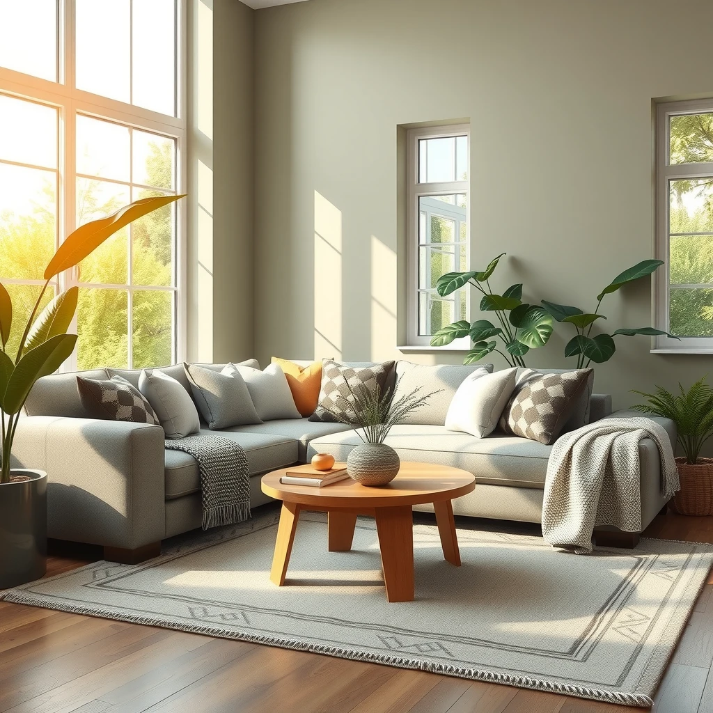 Cozy living room with sage green walls promoting relaxation