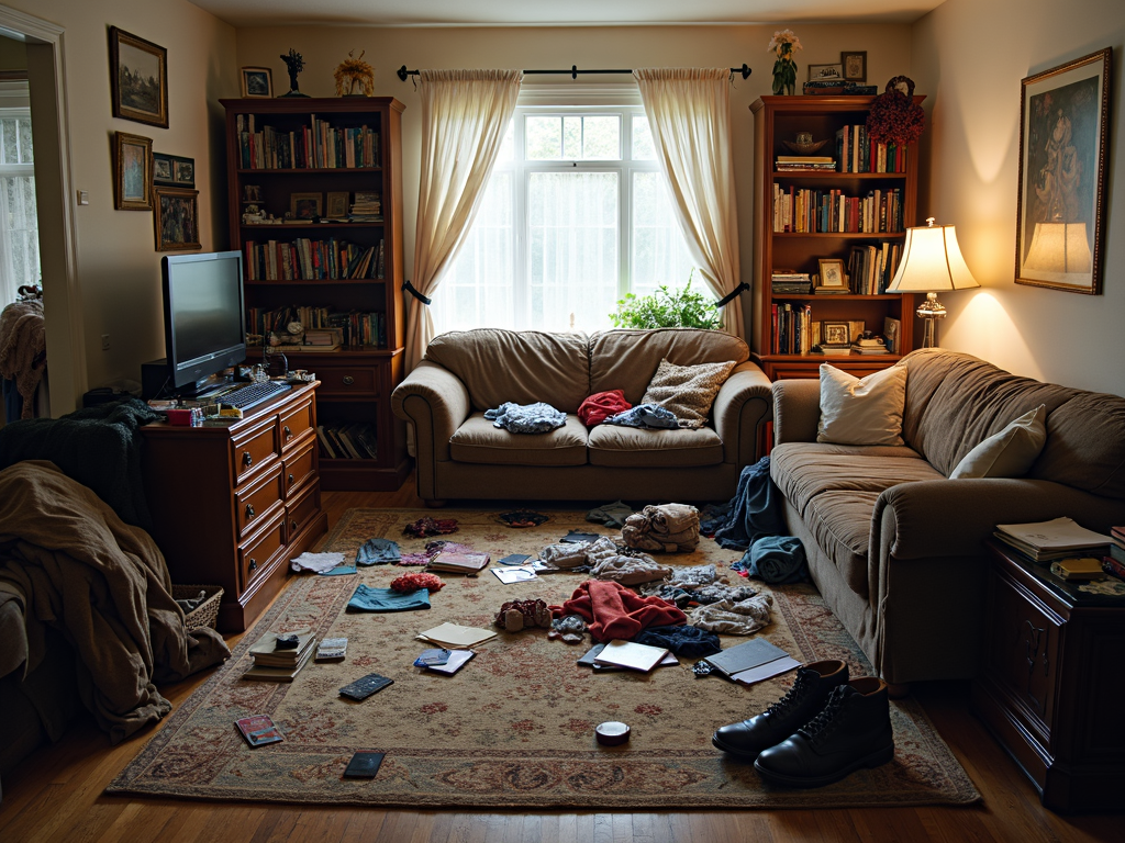 Cluttered small living room