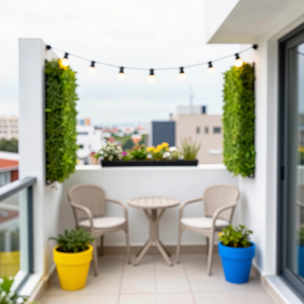 Maximized small balcony using light colors and plants