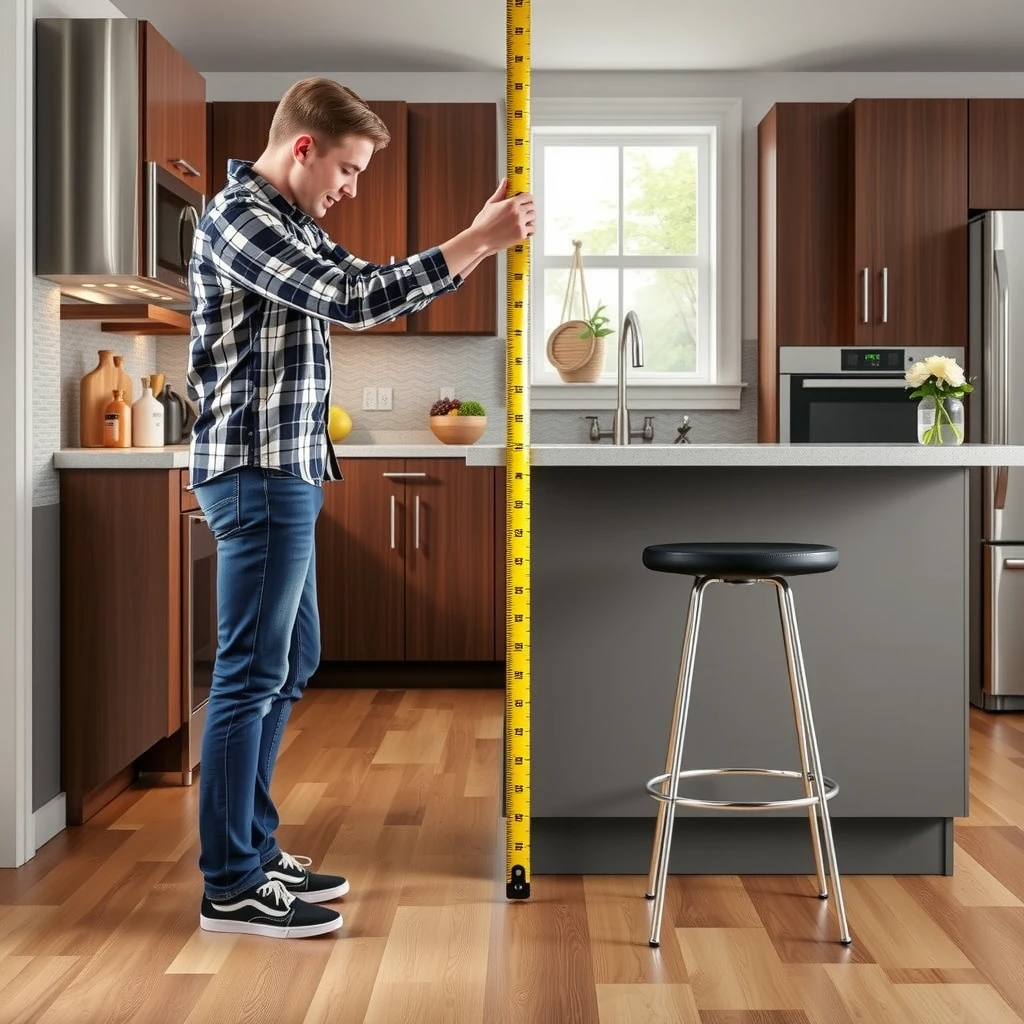 Measuring the height for bar stools at a kitchen counter island