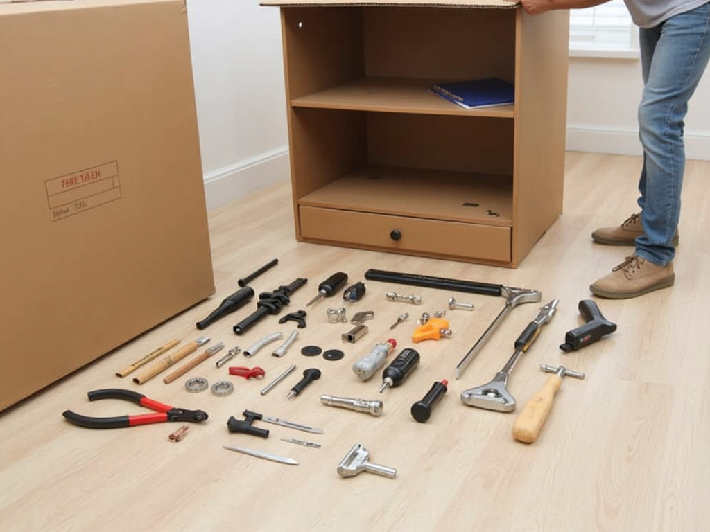 Organizing furniture parts and tools