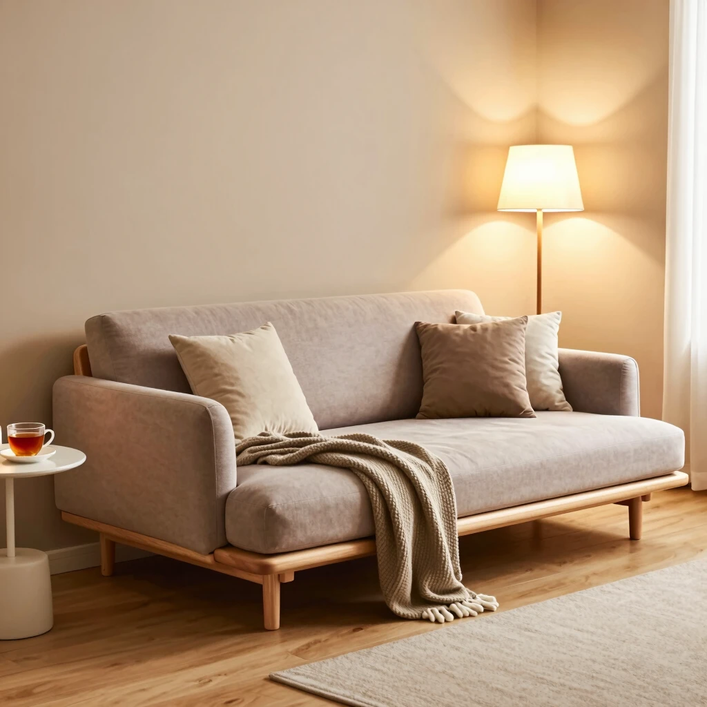 Cozy futon setup converting from sofa to bed for everyday comfort