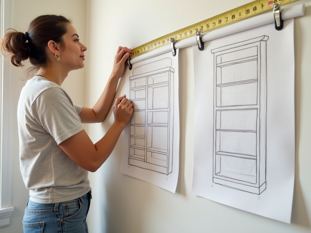 Measuring space for a bookshelf in a small room