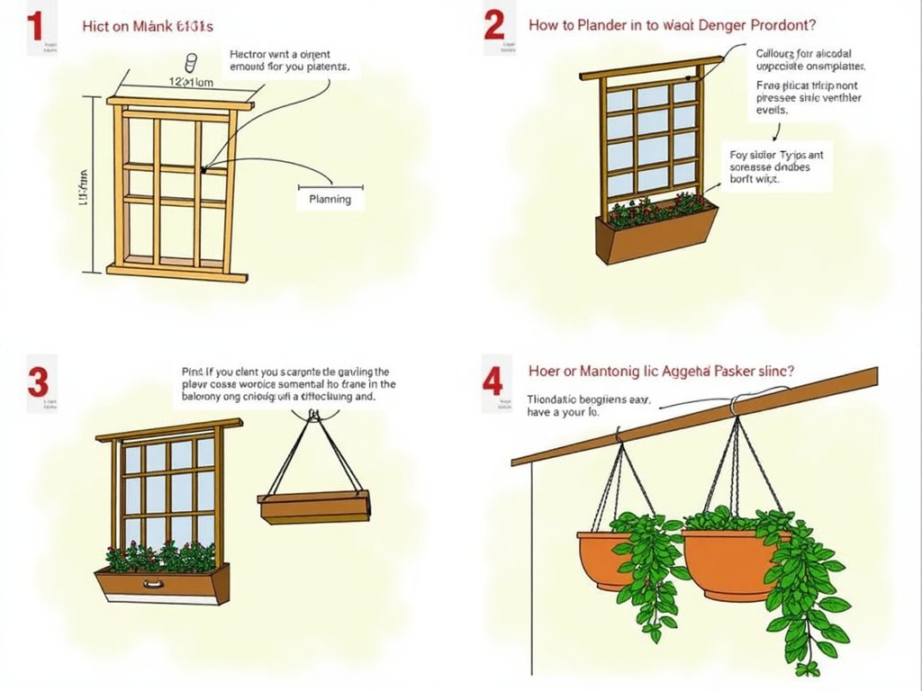 Step-by-step vertical garden setup on a balcony