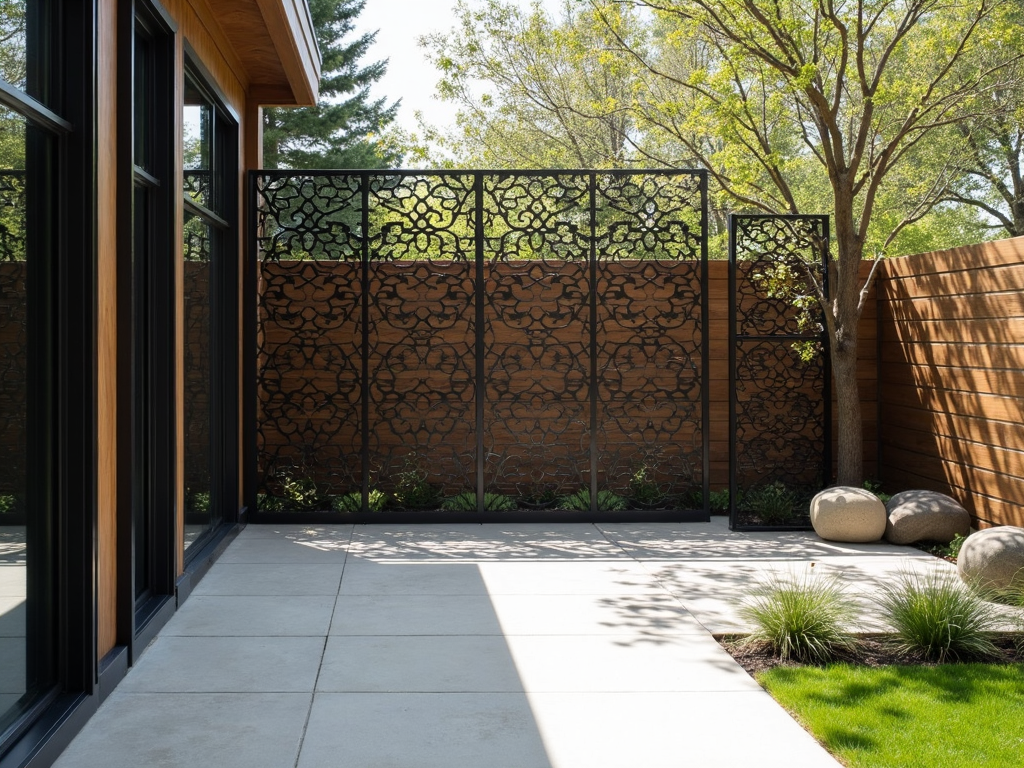Stylish privacy screens enhancing an outdoor living area.