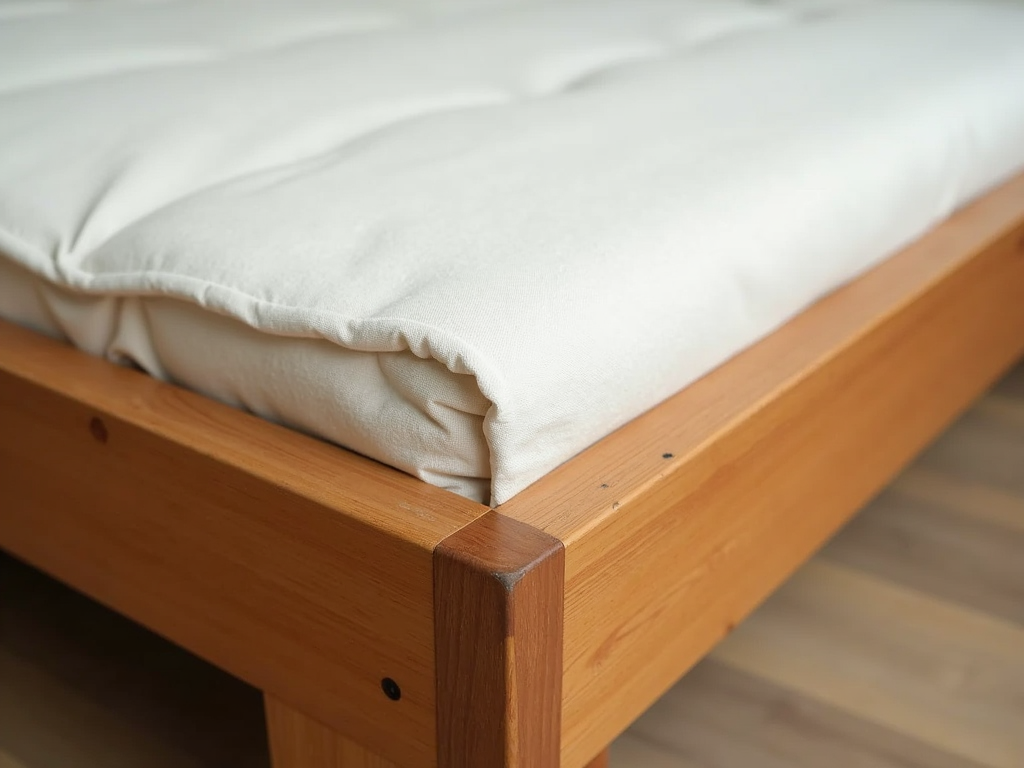 Close-up of a well-maintained futon frame and mattress