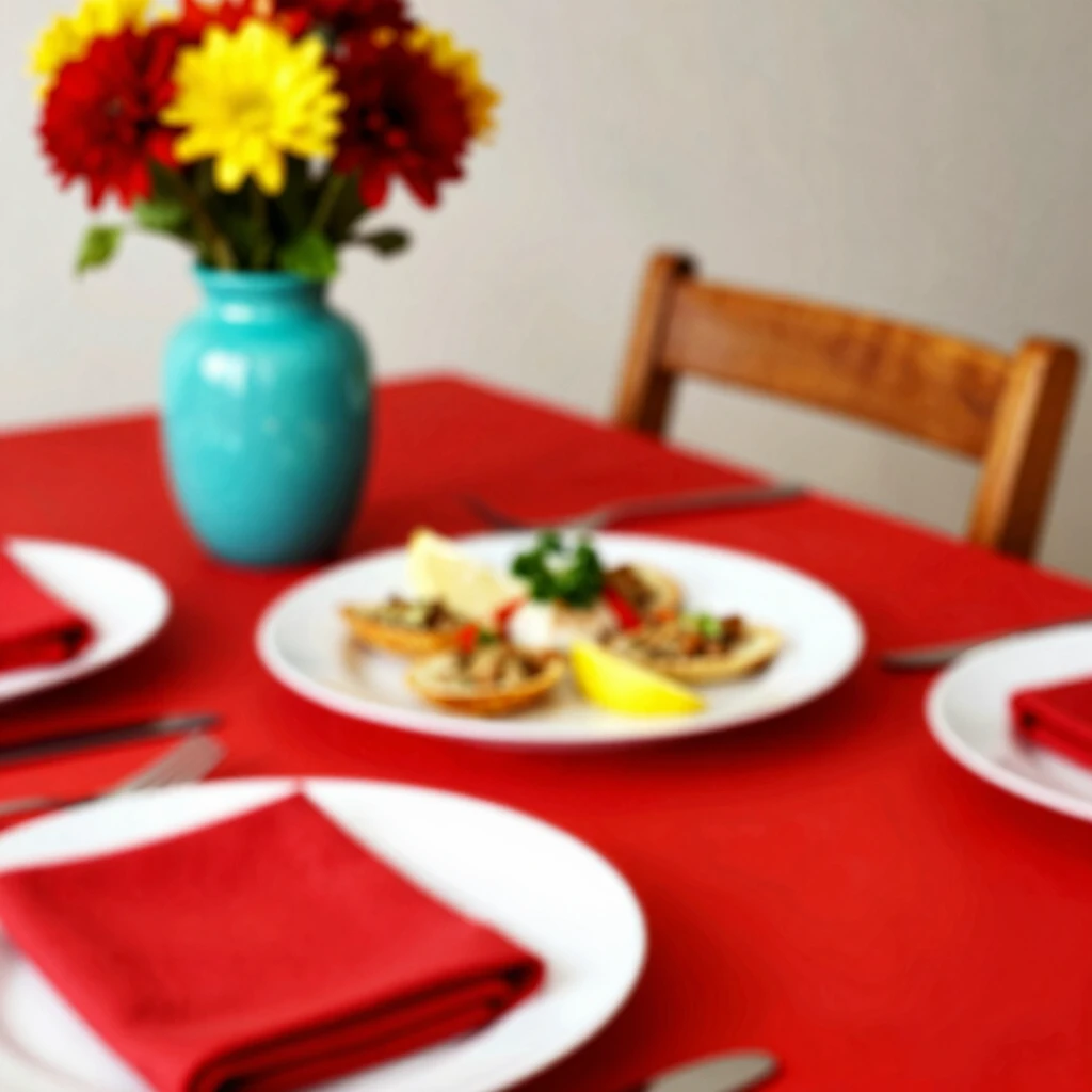 Bold red dining setup boosting appetite and conversation