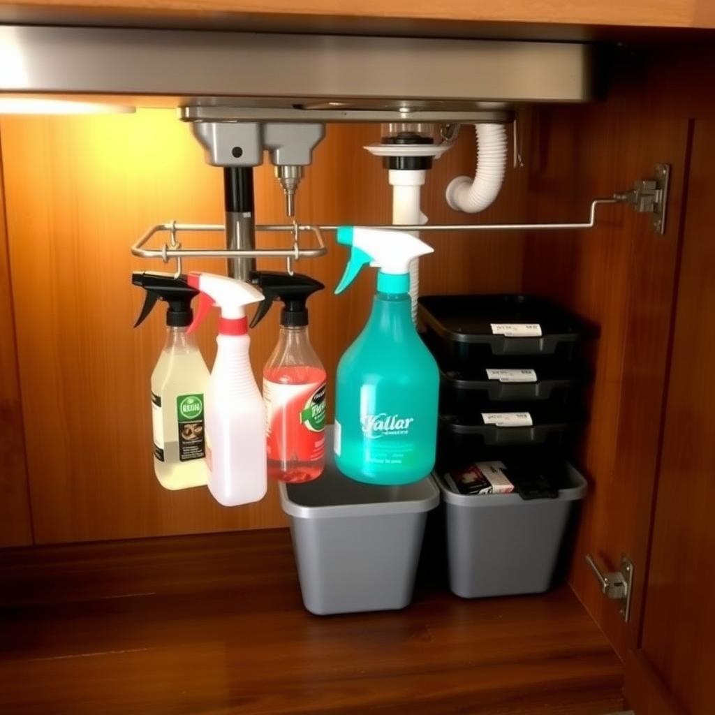 DIY under-sink storage solution.