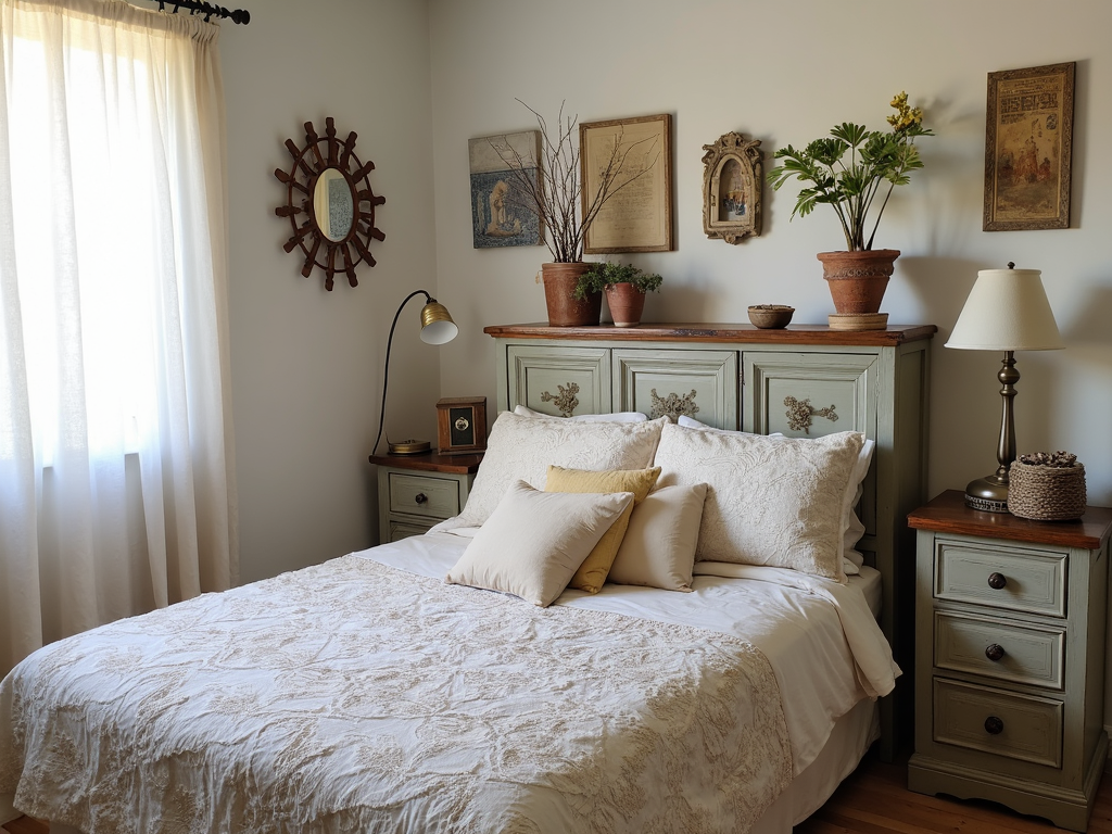Bedroom with recycled dresser