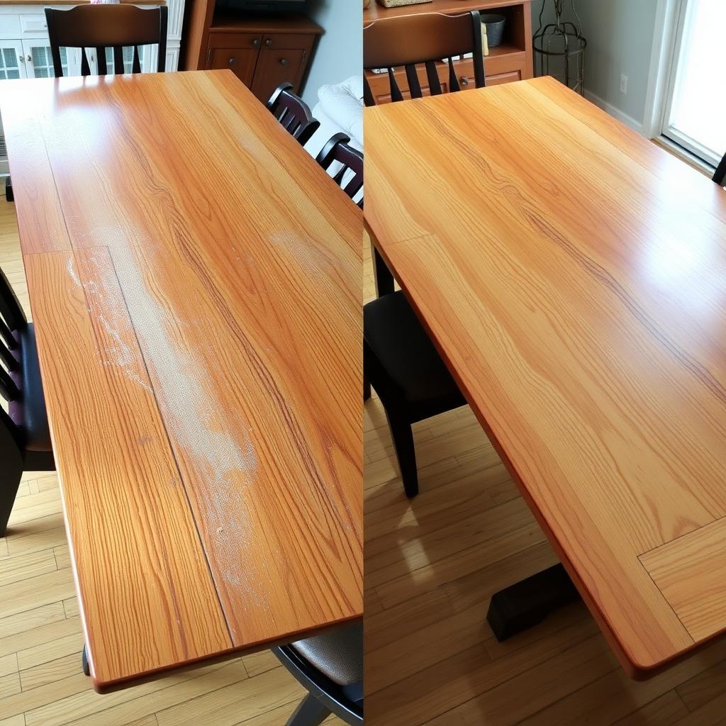 Before and after: Cleaning a wooden dining table