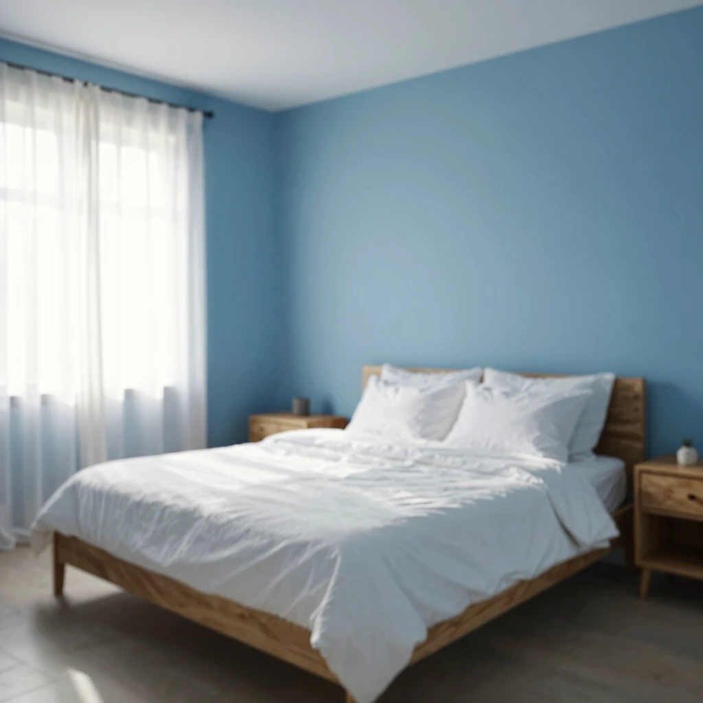 Cool blue bedroom promoting peaceful sleep