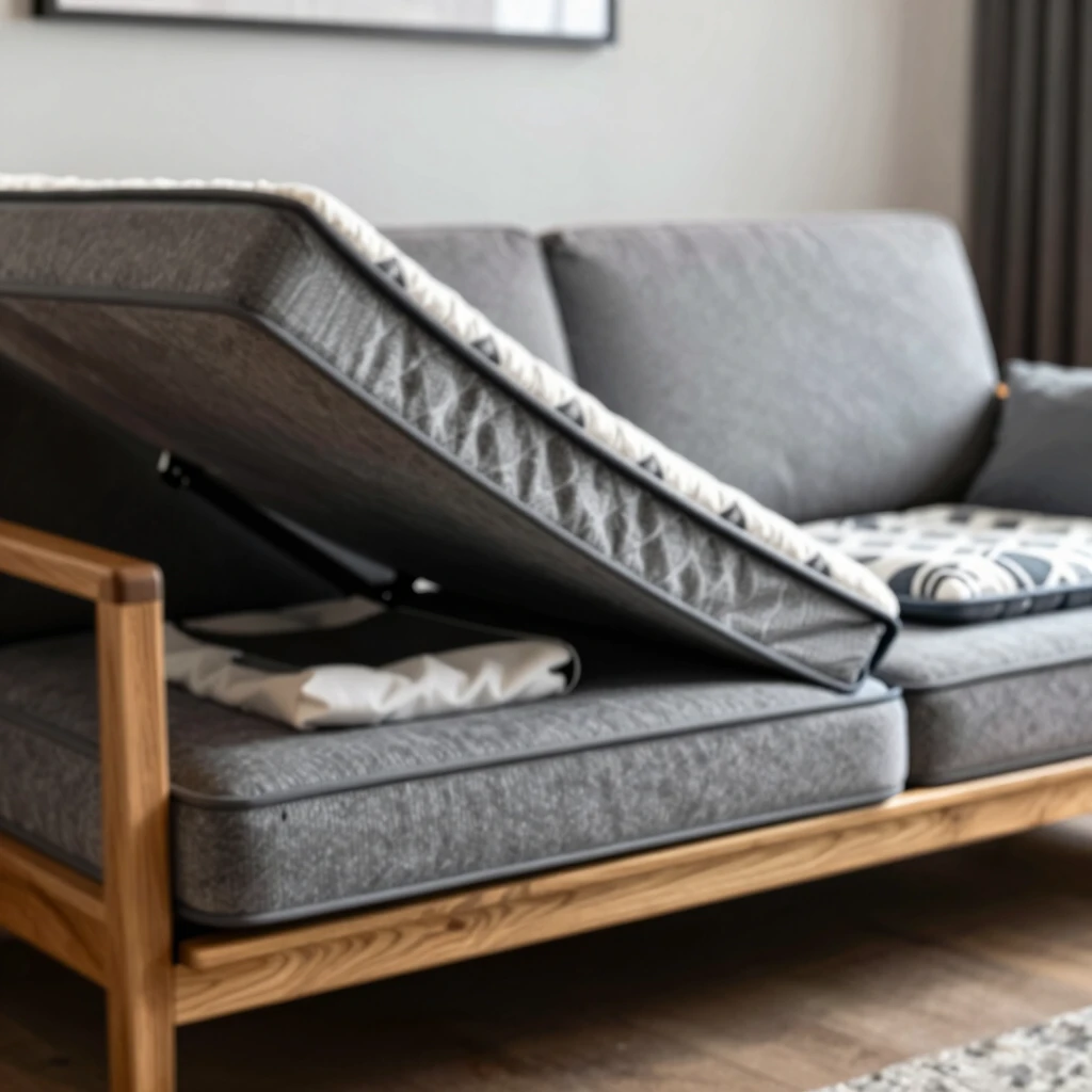 Step-by-step conversion of a futon from sofa to comfortable bed.