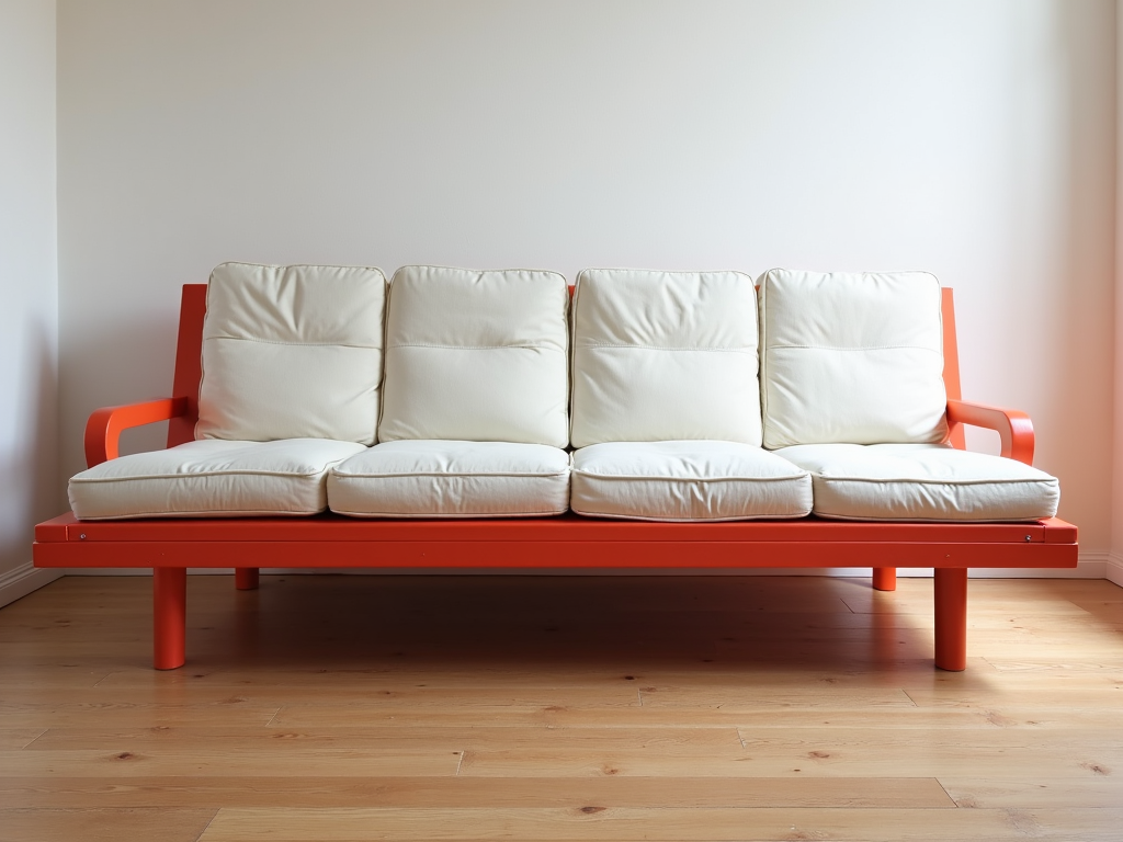 Futon frame with a new, colorful finish
