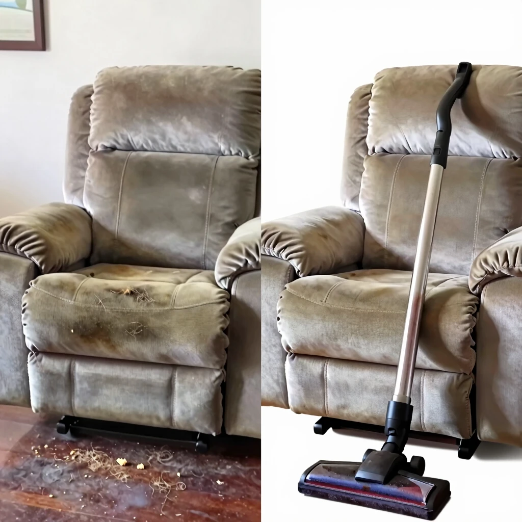 Before and after transformation of a clean recliner