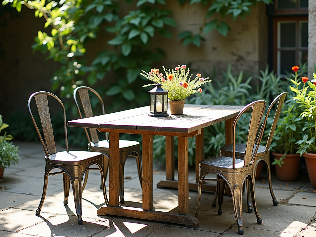 Rustic patio furniture with vintage charm