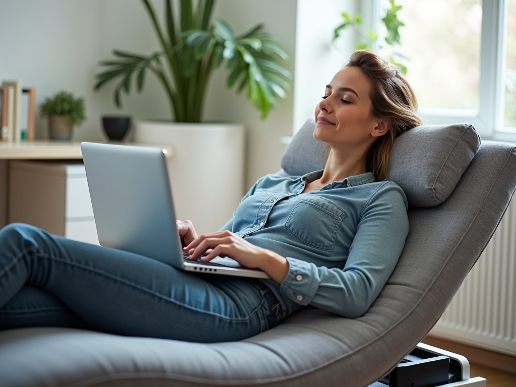 Professional using an ergonomic office bed for work