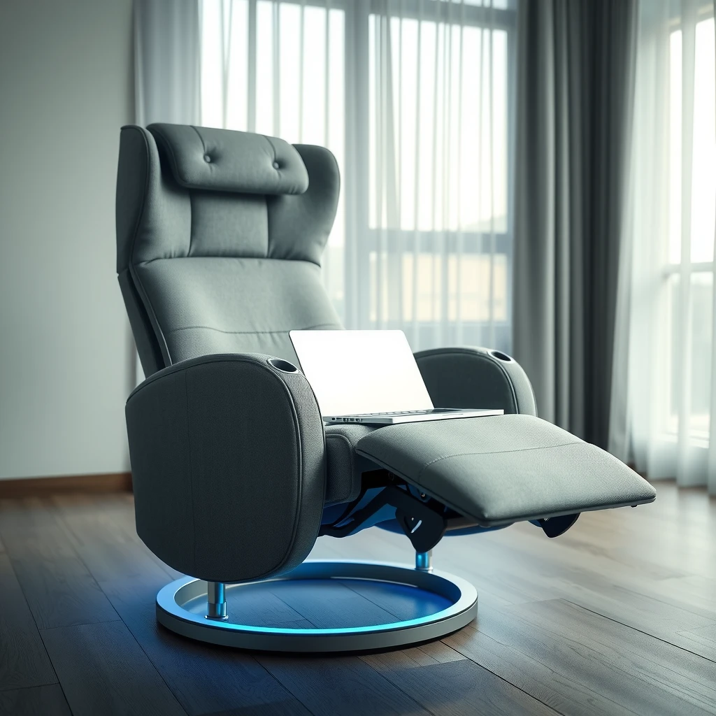 Zero-gravity recliner in a modern home office setup