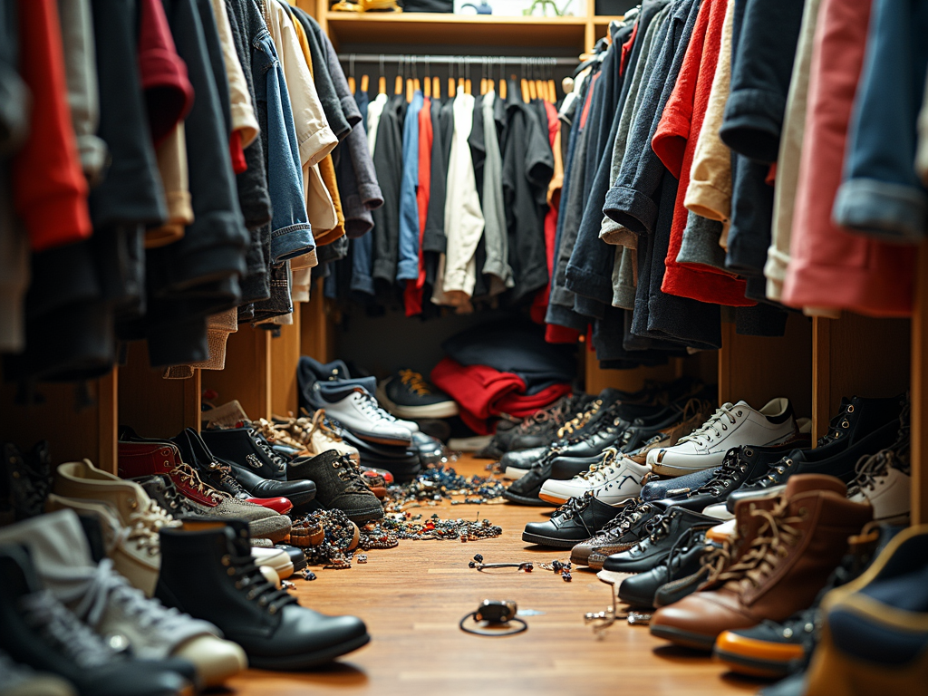 Before: A messy closet in need of organization