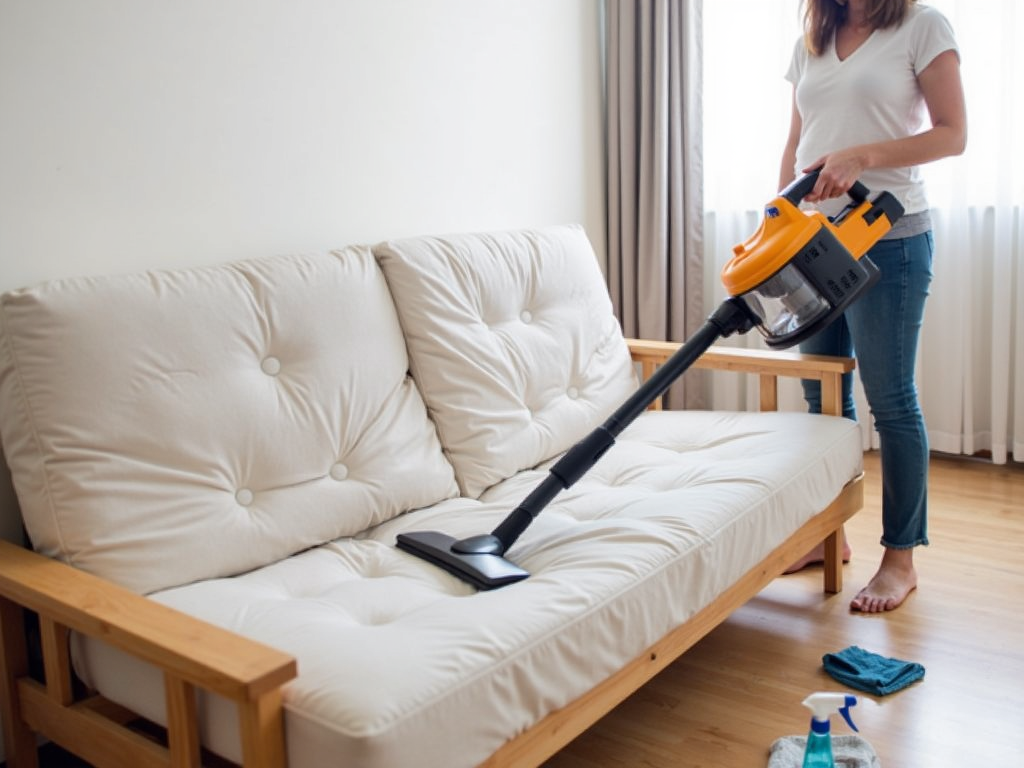 Proper maintenance of a multifunctional futon, ensuring it stays clean and comfortable.