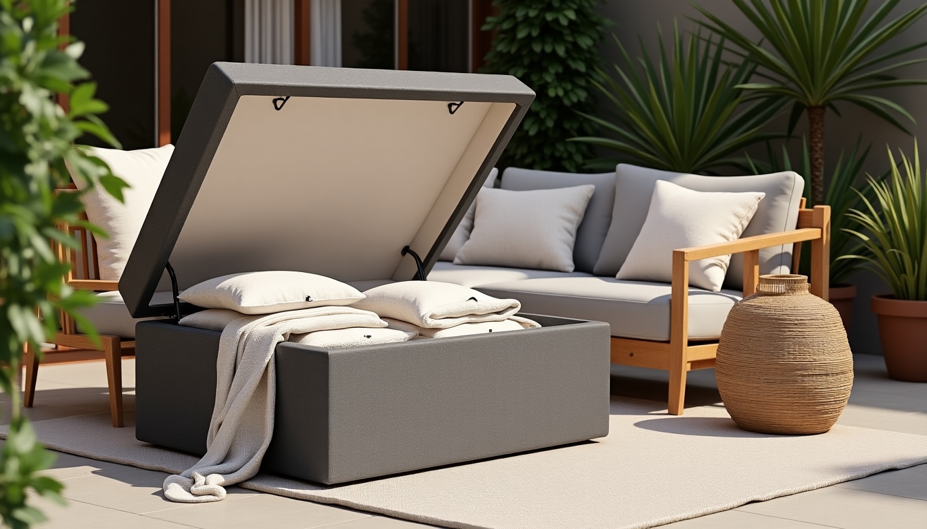 Multifunctional patio ottoman with storage