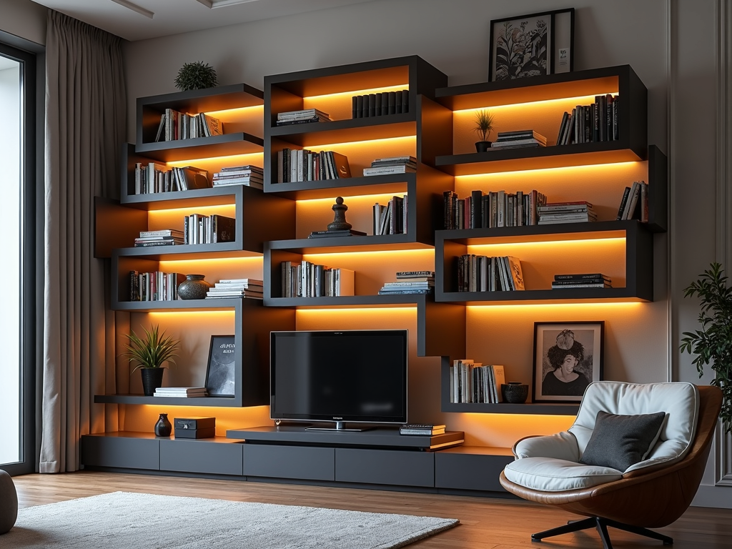 Bookshelf with integrated lighting