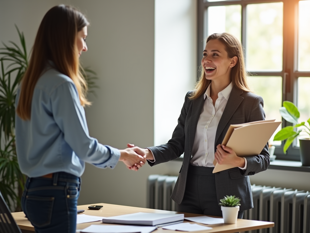 Professional delegating tasks to a team member.