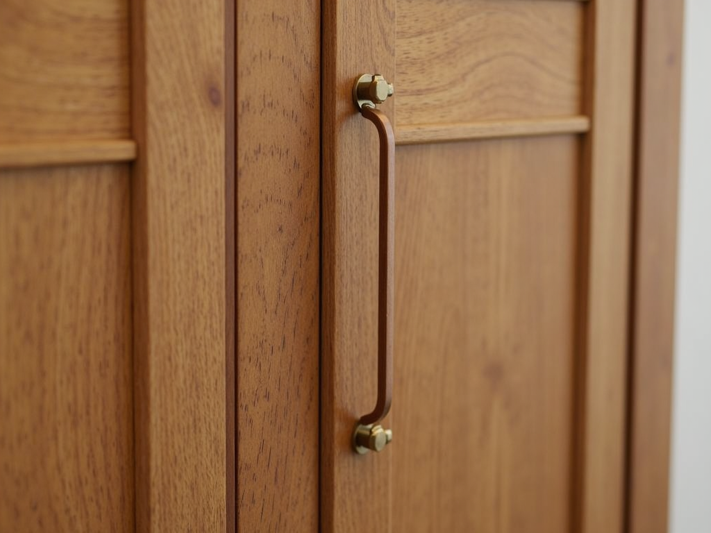 Detailed view of a high-quality wooden wardrobe.