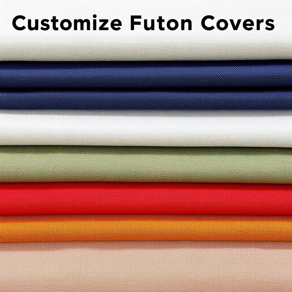 A selection of fabric swatches, showing the variety of options available for customizable futon covers.