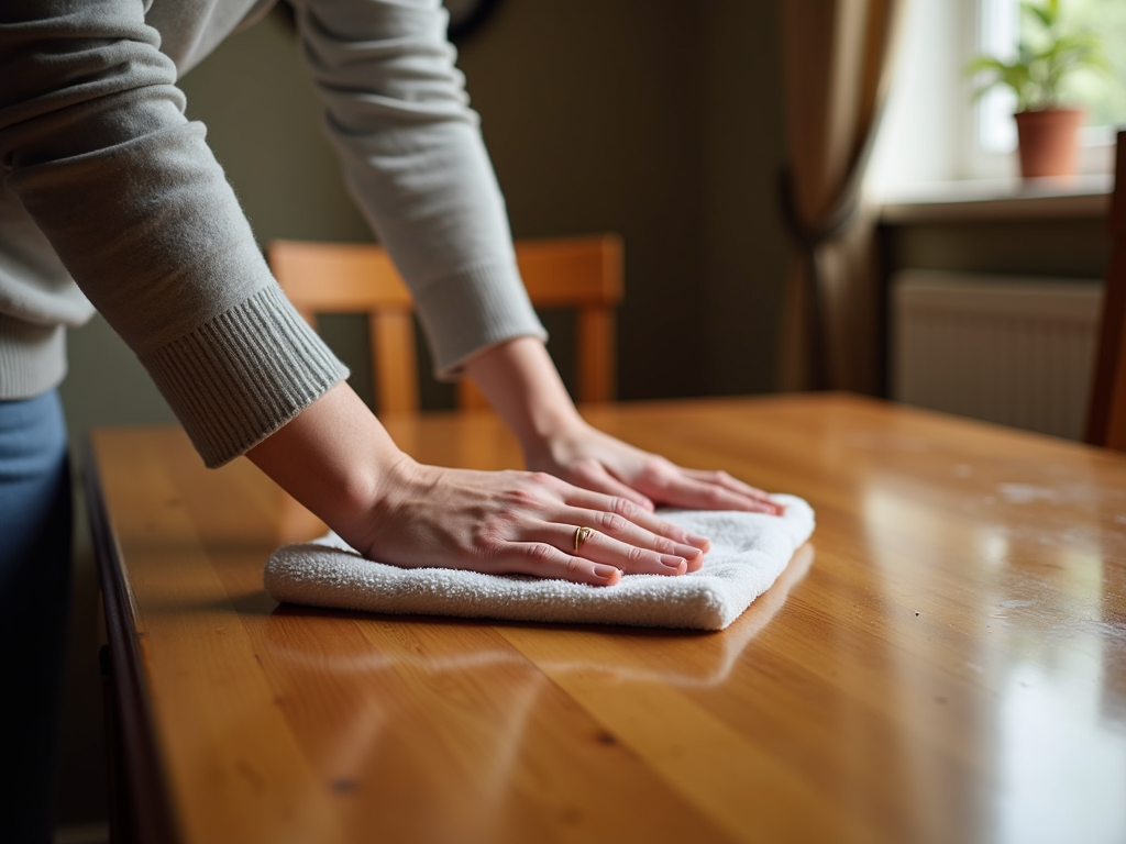Proper technique for cleaning wooden furniture.