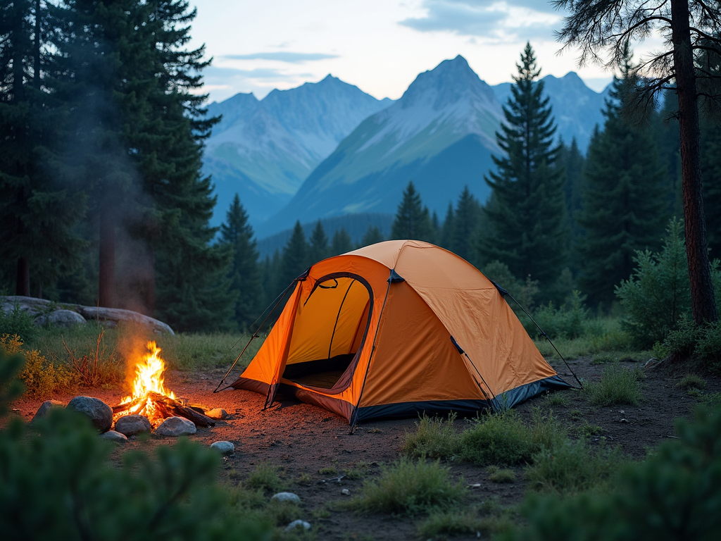 A durable camping tent set up in a scenic forest location.