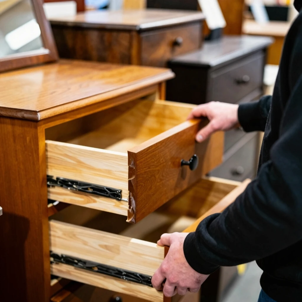 Person discovering budget furniture at a thrift store
