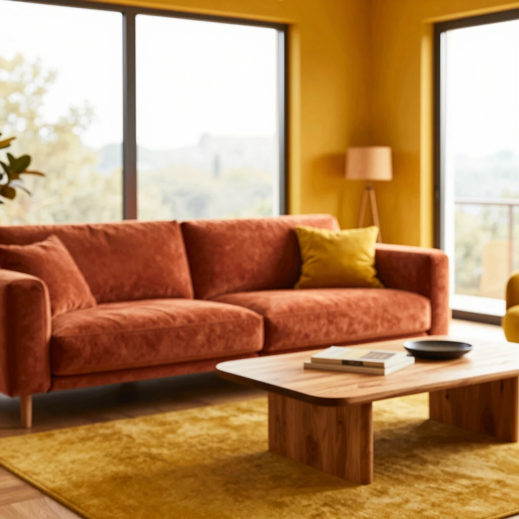 Warm-toned living room inspiring energy and comfort