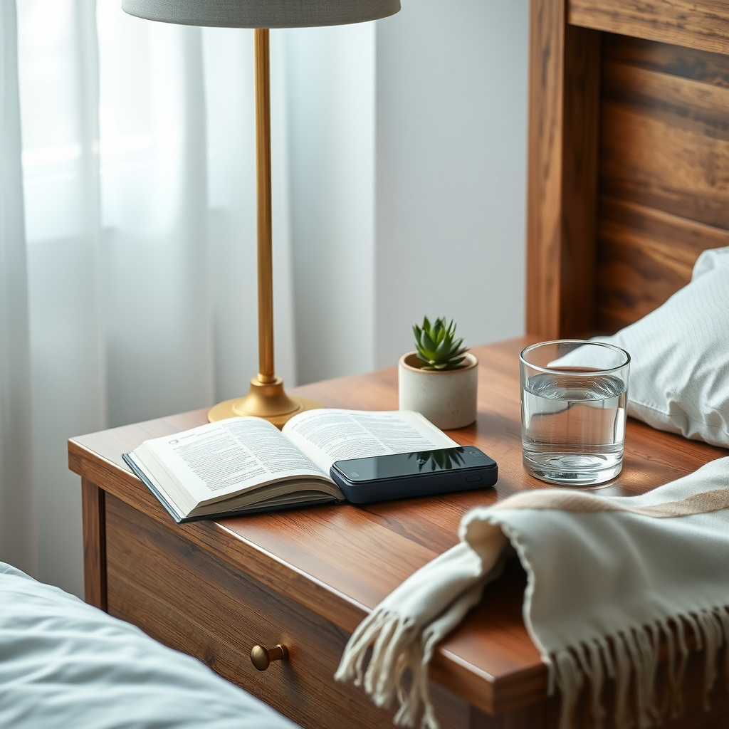 Neatly organized nightstand showcasing practical organization tips