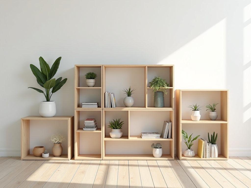 A versatile modular shelving unit, adaptable to various room layouts.