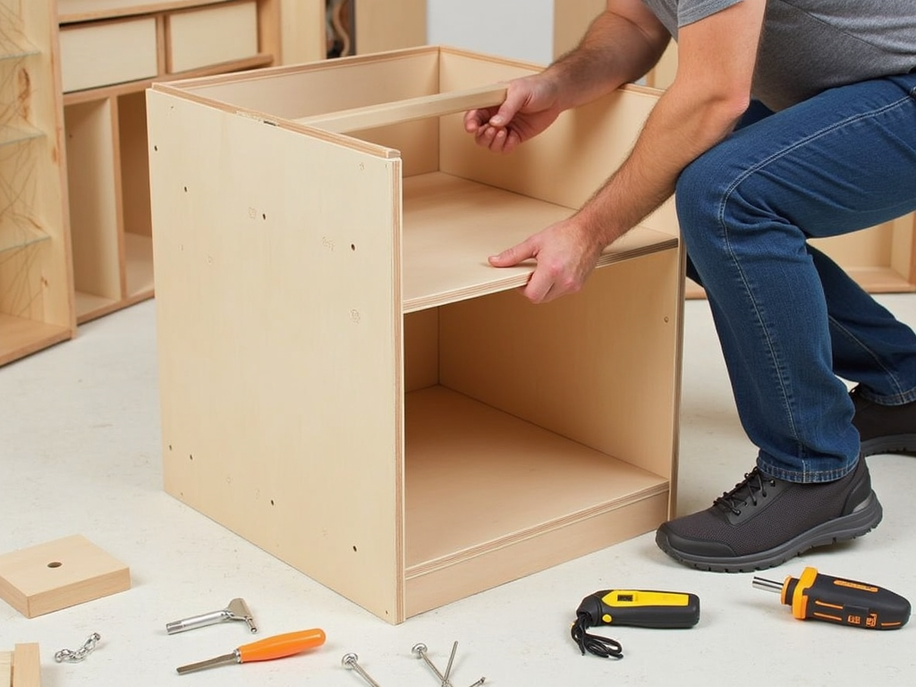 Cabinet furniture assembly in progress