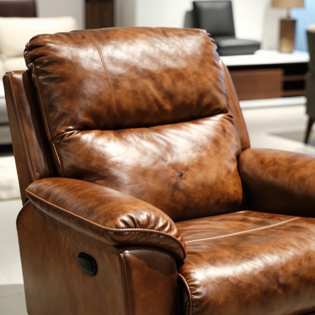 Detailed view of premium leather recliner upholstery