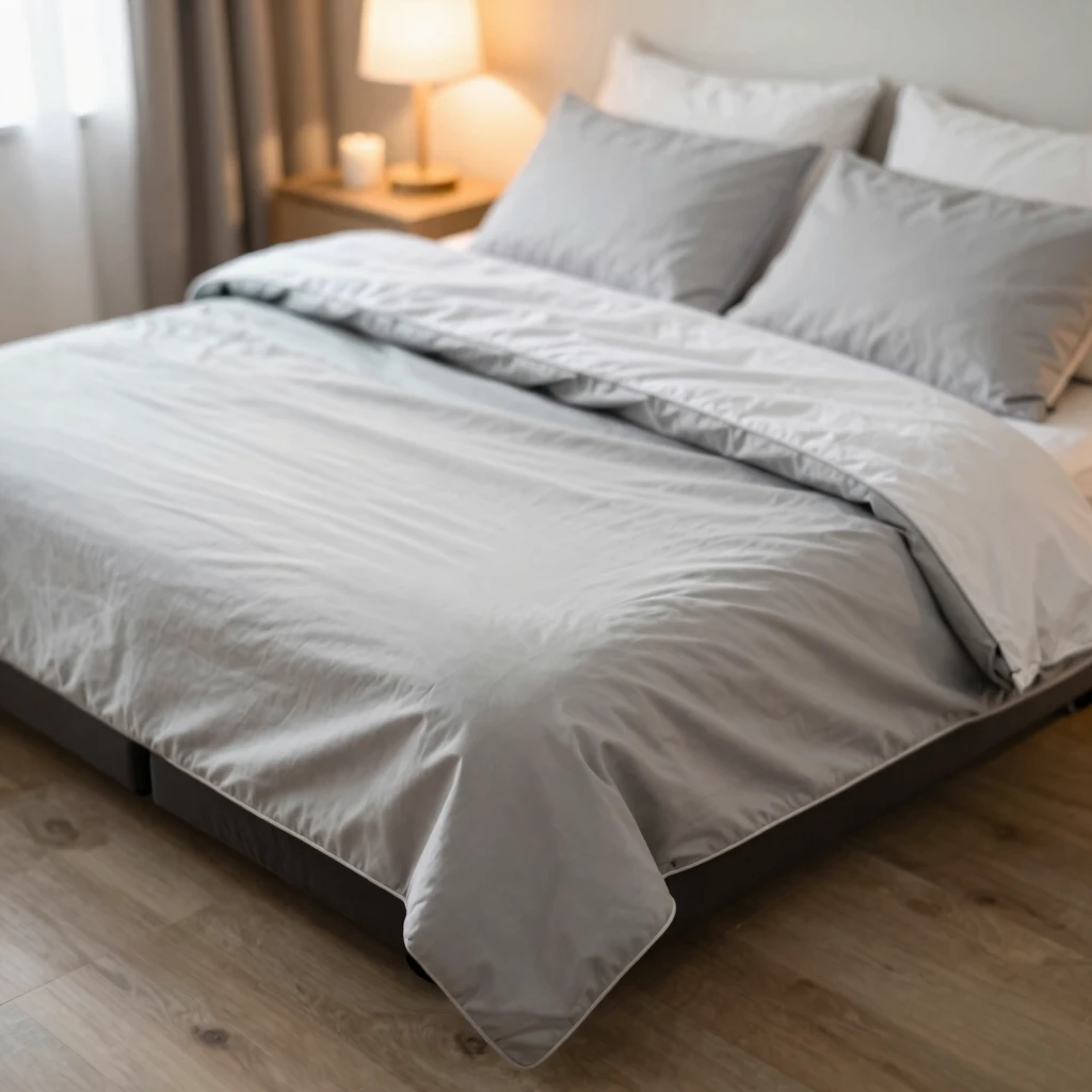 Cozy guest room with futon converted to bed with fresh washable cover