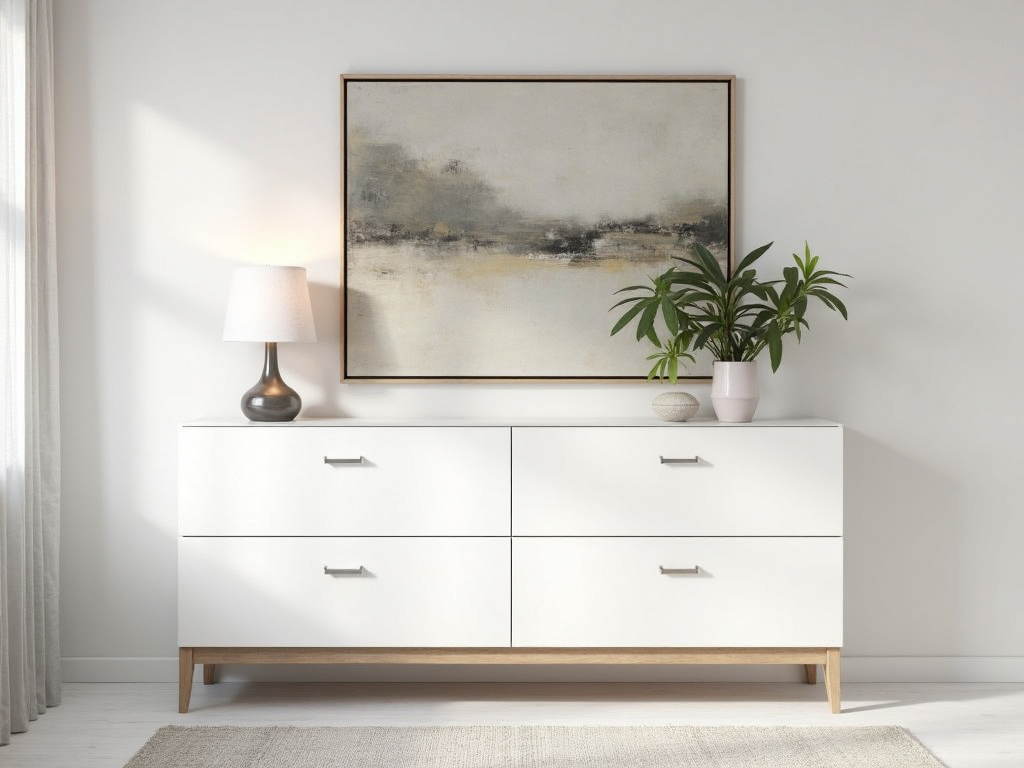 Modern dresser in a sleek living room