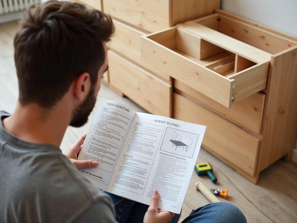 Reading the instruction manual for dresser assembly