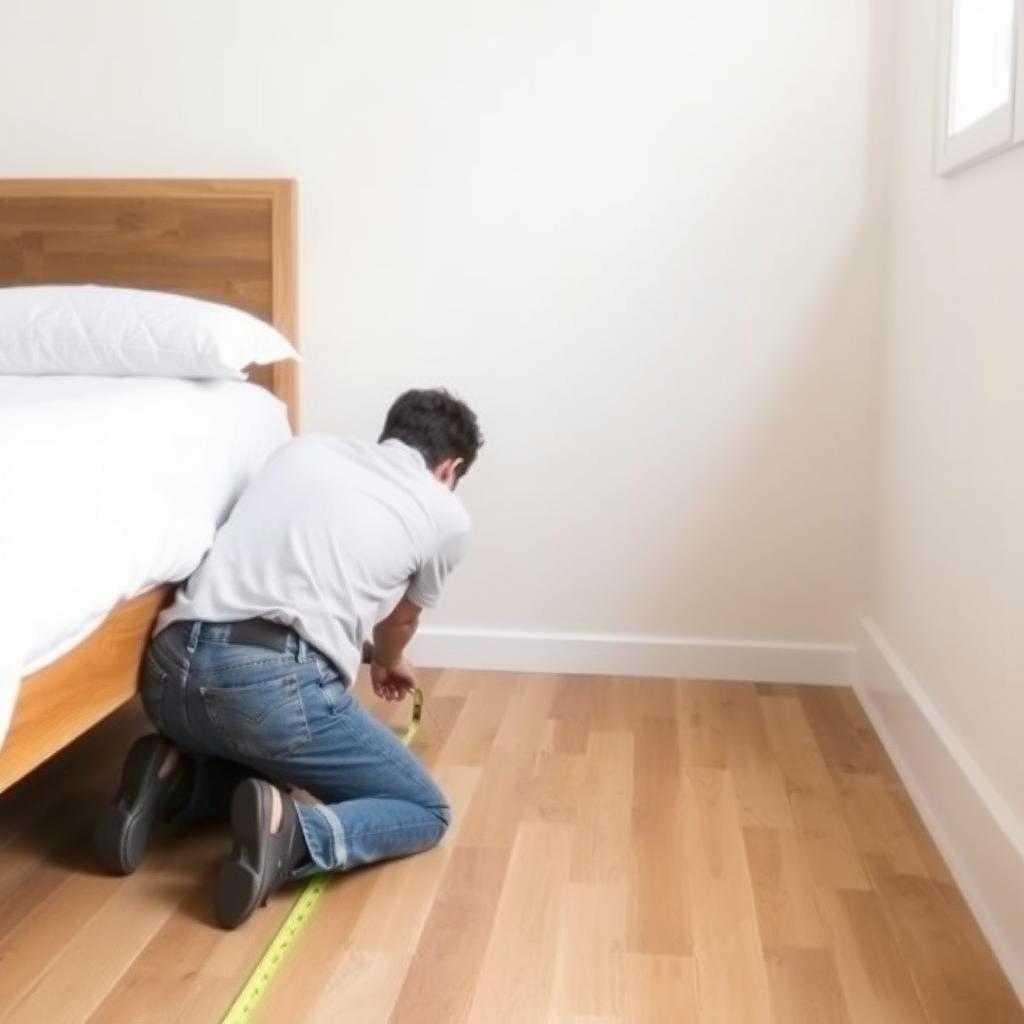 Measuring under-bed space for storage.