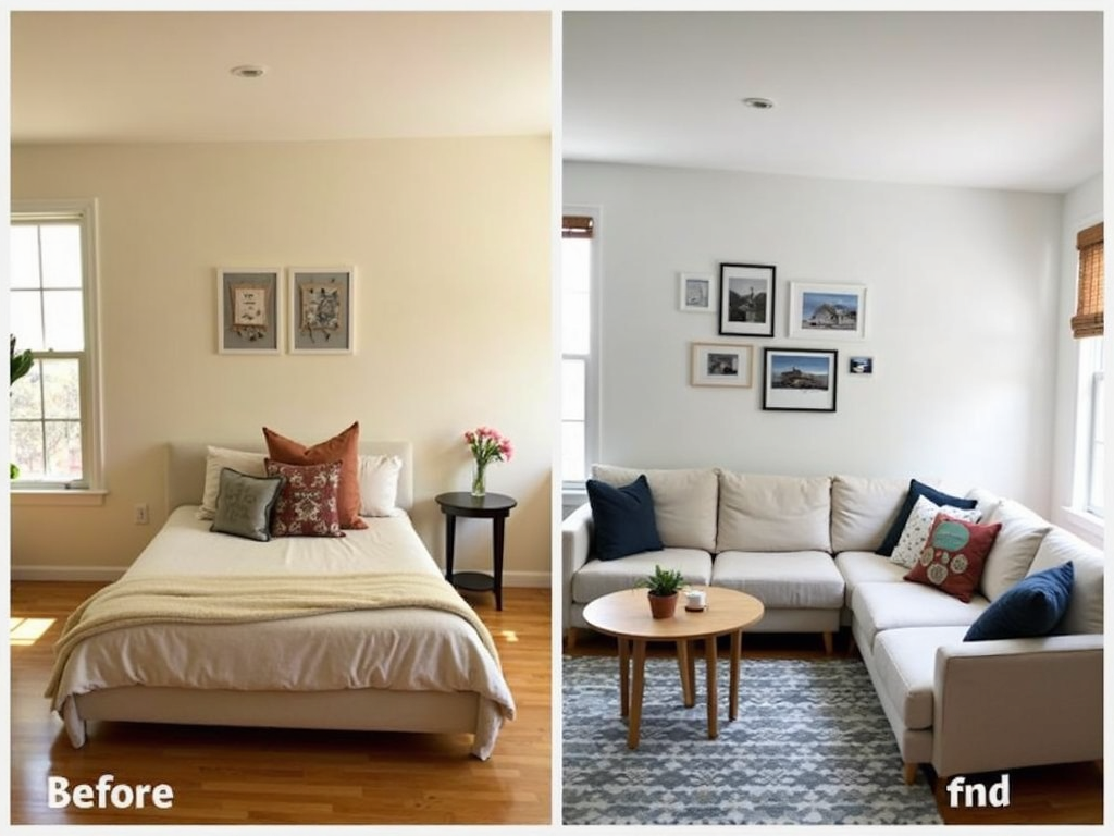 Before and after furniture arrangement